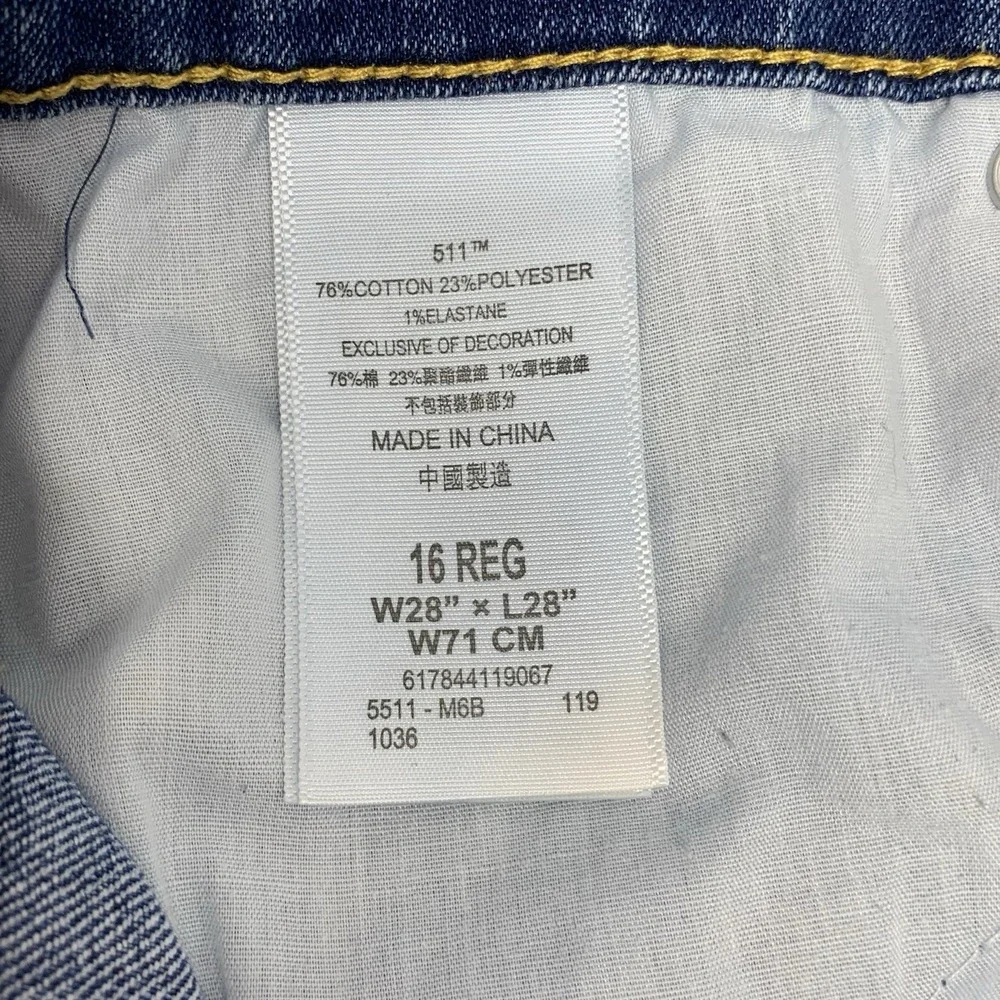 Levi's 511 Slim Straight Leg Boy's Blue Jeans Size 16 ‎ Regular